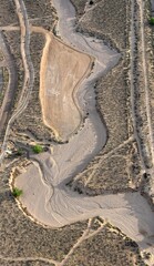 Arroyo sand patterns seen from a hot air balloon 