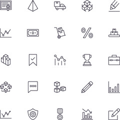 Business line icon set. Collection of commerce uotline sighn for web design, mobile app, UI design, etc. Dark blue line symbol of finance on white background.