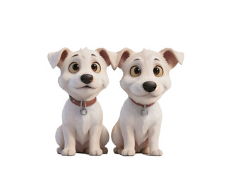 Obraz na płótnie Canvas Children's illustration of puppies sitting side by side