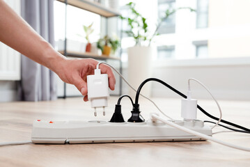 Fototapeta Electrical plug in outlet socket at home obraz
