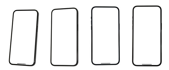 Mockup smart phone new generation and screen Transparent and Clipping Path, isolated Mock up screen...