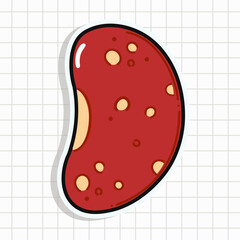 Cute red Bean sticker character. Vector hand drawn cartoon kawaii character illustration icon. Fun Soy Bean sticker character concept