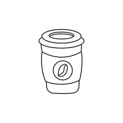 Hand drawn kids drawing Vector illustration coffee cup icon with coffee beans logo vector flat cartoon isolated