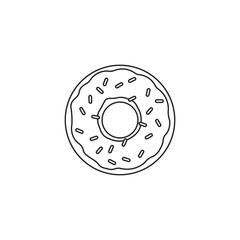 Hand drawn kids drawing Vector illustration donut with pink glaze. donut icon vector flat cartoon isolated