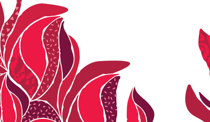 Rough abstract shapes background with place for text.Free hand objects with textures. Crooked strip edges.Purple,pink and red on a white.Vector artwork for brochure,template,textile,fabric design.