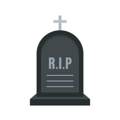 Obraz premium Grave RIP icon in flat style isolated on white background. Death symbol. RIP gravestone for Halloween, cemetery or tomb, stone crosses on white background. Halloween, funeral. Vector illustration