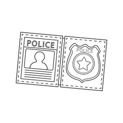 Hand drawn kids drawing Vector illustration Police ID document flat cartoon isolated