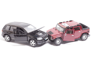 Car crash accident isolated on whie background. Insurance concept.