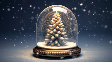 crystal christmas ball with fir trees inside.