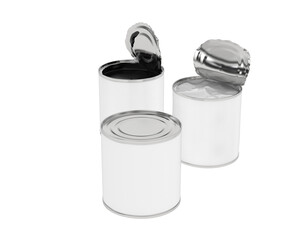 Open cans isolated on transparent background. 3d rendering - illustration