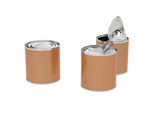 Open cans isolated on transparent background. 3d rendering - illustration