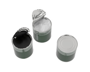 Open cans isolated on transparent background. 3d rendering - illustration