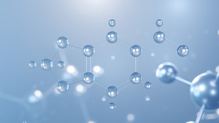 piperonal molecular structure 3d, flat model, aromatic aldehydes, structural chemical formula view from a microscope