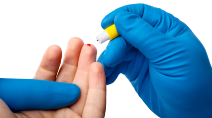 Quick Rapid Diagnostic Test ,medical worker place collected patient finger prick blood sample specimen on cassette