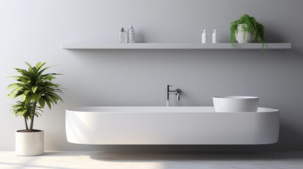 Fototapeta na wymiar Stylish white sink in modern bathroom interior