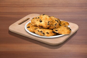 Healthy fresh oatmeal cookies on desk