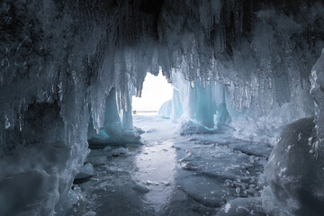 Ice cave on Lake Baikal - obrazy, fototapety, plakaty