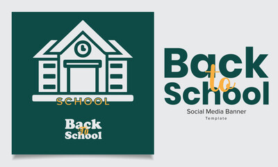Vector back to school square social media banner
