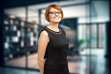 Young business woman happy smiling, AI generated image