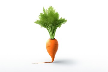 fresh carrot with its green leaves intact
