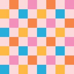 Checkered seamless pattern. Chessboard background. Plaid background. Retro seamless pattern. Colorful background
