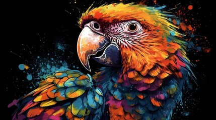 Abstract colorful parrot. Generative AI