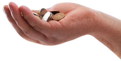 Men hand giving money to poor or homeless people poverty beggar. A sign for help