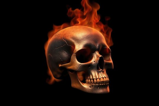 fiery skull on a dark backdrop