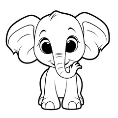 Elephants,  colouring book for kids, PNG illustration