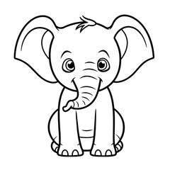 Fototapeta premium Elephants, colouring book for kids, PNG illustration