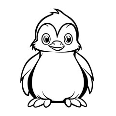 Penguins,  colouring book for kids, PNG illustration	
