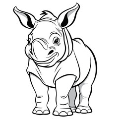 rhino,  colouring book for kids, PNG illustration