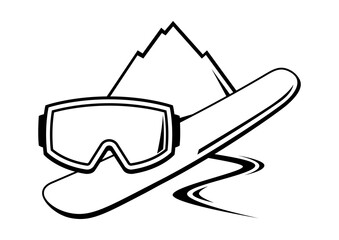 Emblem with snowboarding symbols. Winter sport label or emblem.