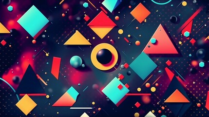 Colorful abstract geometric y2k retro background. Ai generative