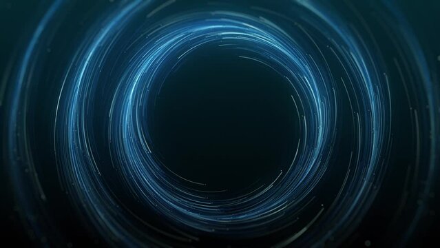 Concentric Circles Of Spinning Particles/ 4k animation of abstract spinning particles lights in concentric circular moves with glow effect and depth of field blur