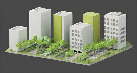 moderner entzwurf einer grünen co2 neutralen stadt - erstellt mit generativer ki ai