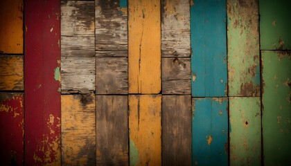 Multicolored background from boards. Colorful wooden texture. rainbow wood texture. wood plank background. Wooden colorful banner. Generative AI