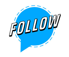 Colorful vector flat design banner follow. This sign is well adapted for web design.