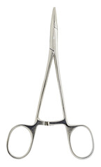 Surgical metal closed clamp, isolated on  background .