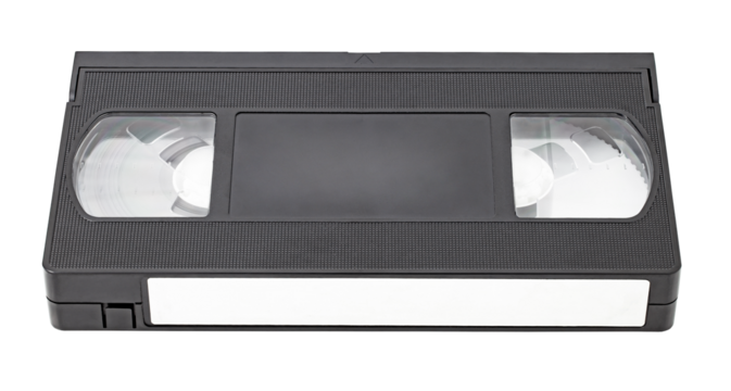 Videotape film for video recorder, isolated on transparent background .
