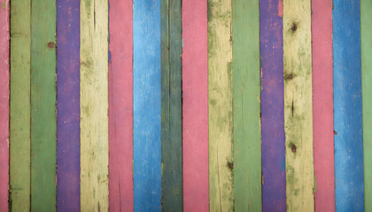 Multicolored background from boards. Colorful wooden texture. rainbow wood texture. wood plank background. Wooden colorful banner. Generative AI