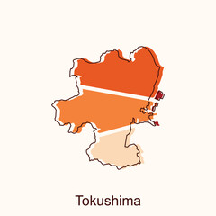 vector map of Tokushima modern outline, High detailed vector map Japan illustration vector Design Template, suitable for your company
