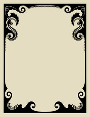 A vector border design incorporating elements of art nouveau and 1960s psychedelia