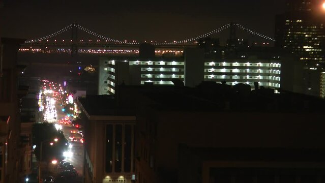 San Francisco Bay Bridge Night Time Lapse from City