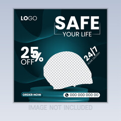 Helmet social media post design template