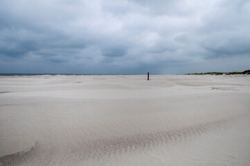 Schiermonnikoog ,The Netherlands.Empty dunes ,beach and sea