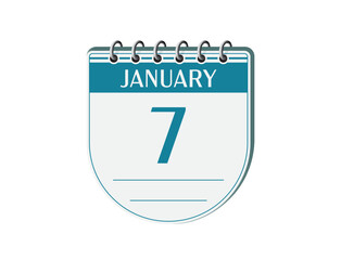 Obraz premium 7 january round retro events calendar page vector. Old style calendar, date appointment, schedule, business planner, event reminder illustration. Abstract three dimensional vintage style calendar. 