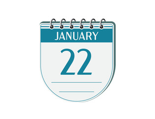 22 january round retro events calendar page vector. Old style calendar, date appointment, schedule, business planner, event reminder illustration. Abstract three dimensional vintage style calendar. 