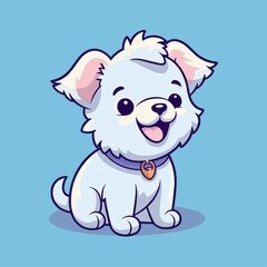 Adorable Fluffy Puppy: Cute Cartoon Dog Illustration for Children's Merchandise and More