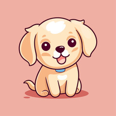 Adorable Fluffy Puppy: Cute Cartoon Dog Illustration for Children's Merchandise and More